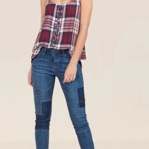Harper Blue Patchwork Skinny Jeans